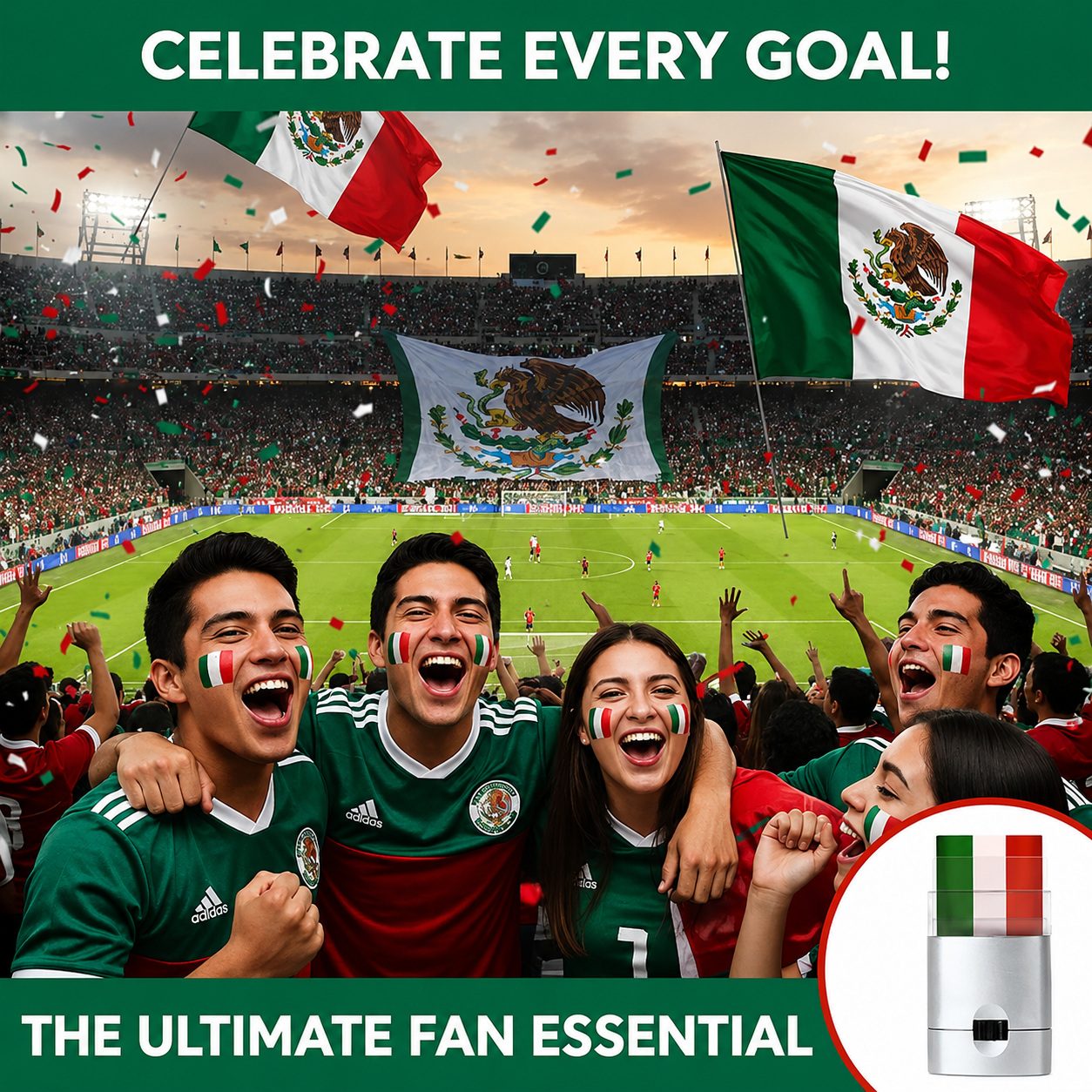 Mexico Flag Face Paint Stick